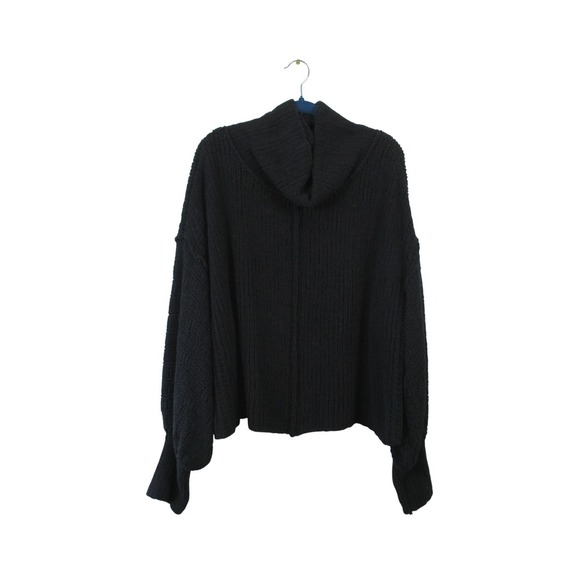 Free People Be Yours Pullover Sweater Women Black L Knit Oversized Chunky 540 - Picture 1 of 10